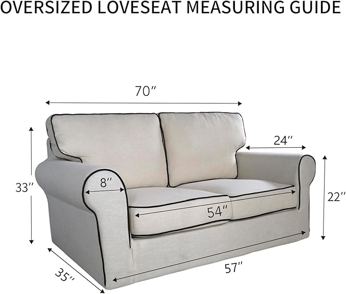 PureFit Super Stretch Sofa Slipcover – Spandex Non Slip Soft Couch Sofa Cover, Washable Furniture Protector with Non Skid Foam and Elastic Bottom for Kids, Pets (Oversized Loveseat, Ivory)