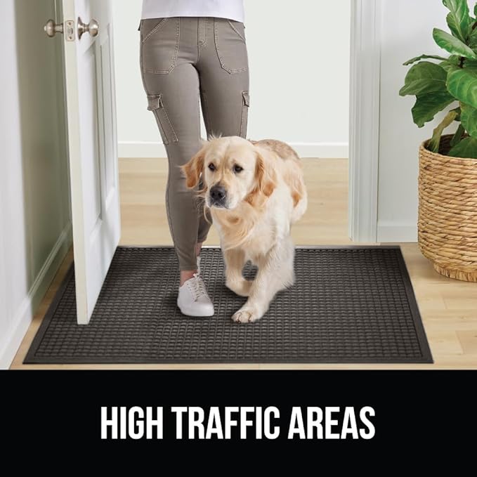 GORILLA GRIP® Ultra Absorbent Front Door Mat Outside Entrance, 72x24, Traps Dirt and Moisture, HydroABSORB Indoor Outdoor Doormat Holds 2.75 Cups Water, Stain and Fade Resistant Welcome Mat, Charcoal