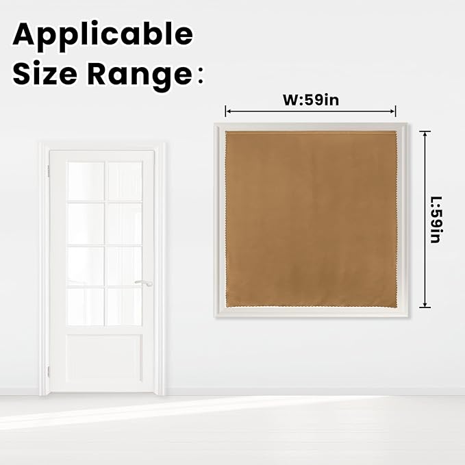 Self Adhesive Curtains, Stick Curtain Blackout Shades Window Cover Curtains for Living Room No Drilling, 59" W X 59" L, Brown, 1 Panel