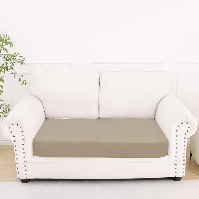 Smiry Printed Couch Cushion Covers, Stretch Soft Couch Covers for Sofa, Washable Non-Slip Sofa Slipcover Furniture Protector for Indoor and Outdoor (Medium,Taupe)
