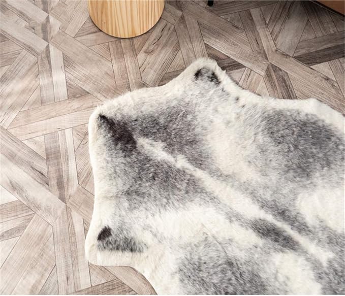Cow Print Rug Faux Cowhide Rug Animal Pattern Carpet for Bathroom Living Room Skins Door Mat Home Decoration 3.5x2.6 Ft/42.5x31.5in/(108 x 80 cm) Grey