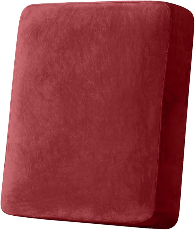 Couch Cover Stretch Velvet Sofa Cushion Cover 1-Piece - Elastic Washable Slipcover for Seat or Backrest, Couch Seat Covers for Sofas (Christmas Red)