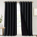 NICETOWN Extra Long Truly Blackout Drapes for Hall and Villa, 100% Blackout Window Curtain Panels with Black Lined for Night Shift Worker, 70-inch Width Each Panel, 108-inch Length, Black, 2 Pieces