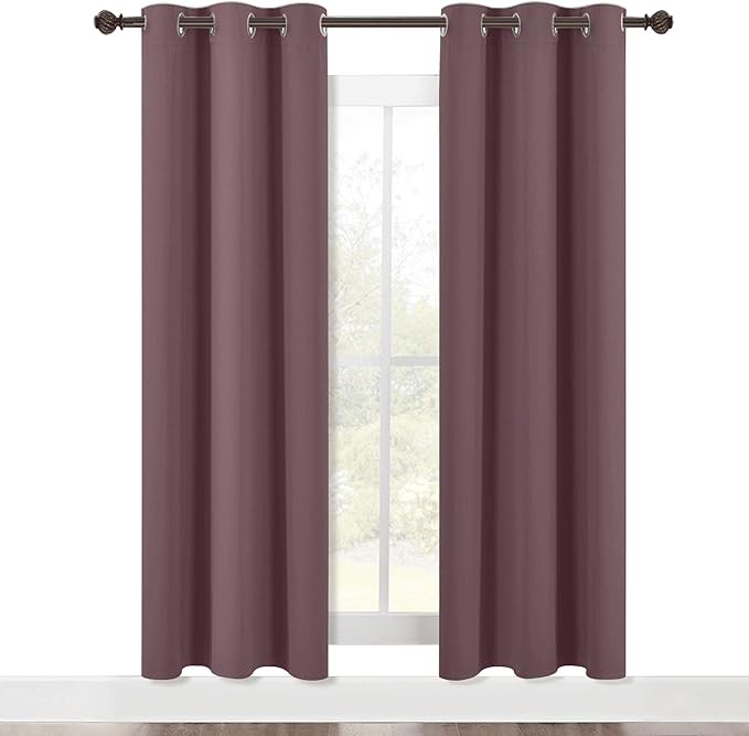 NICETOWN Modern Blackout Curtains Noise Reducing, Thermal Insulated and Privacy Room Darkening Drape Panels for Boy's Guest Room Door Window (Dry Rose, 2 Panels, W42 x L72 -Inch)