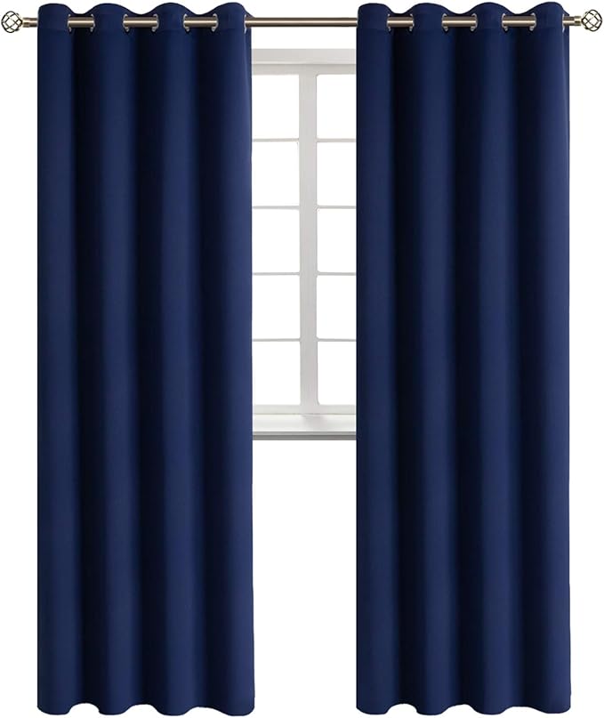 BGment Blackout Curtains - Grommet Thermal Insulated Room Darkening Bedroom and Living Room Curtains, Set of 2 Panels (52 x 120 Inch, Navy)