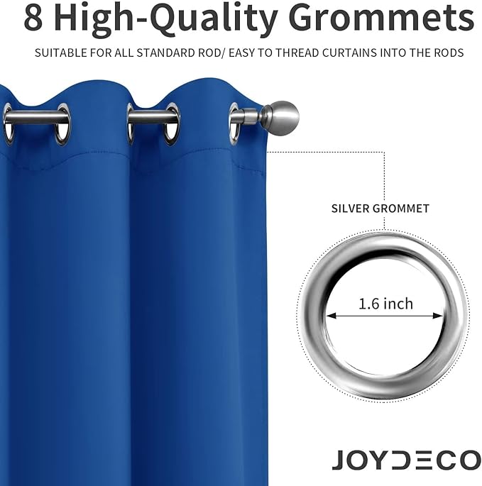 Joydeco Royal Blue Custom Solid Single Blackout Curtain for Bedroom and Living Room, Grommet Thermal Insulated Room Darkening Curtain 1 Panel (Custom Size,Royal Blue)