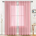 SpaceDresser Sheer Voile Window Treatment Rod Pocket Curtain Panels for Kitchen Bedroom Living Room Drapes Sunlight Filtering Privacy Semi Home Decor Assorted Colors Sizes (Blush, 52 W x 96 L)