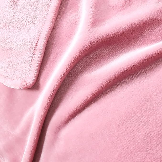 TASTHROW Large Flannel Fleece Throw Blanket, 90×108 Inch - Cozy Lightweight Thick Blanket - All Seasons Suitable for Women, Men and Kids (Pink)