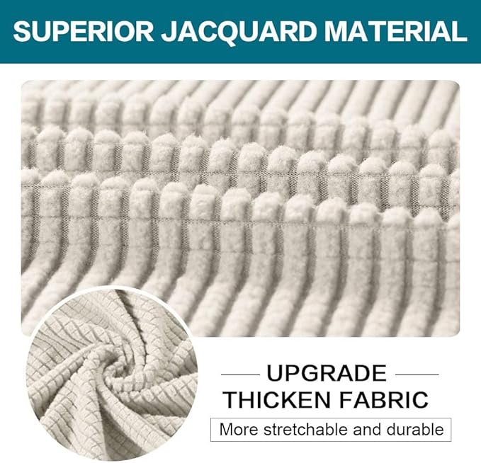 Turquoize 2 Piece Chair Covers for Living Room Armchair Couch Cover with Individual Cushion Covers Furniture Cover for Chairs Feature Jacquard Fabric (Chair, Ivory)