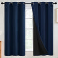 SimpleHome 100% Blackout Curtains for Bedroom,Thermal Insulated Grommet Window Drapes Room Darkening Navy Blue Curtains for Living Room with Black Back,42 x 63 Inch,2 Panels