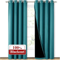 NICETOWN 100% Blackout Curtains 84 inches Long, Pair of Energy Smart & Noise Blocking Out Drapes for Baby Room Window, Thermal Insulated Guest Room Lined Window Dressing(Peacock Teal, 52 inches Wide)