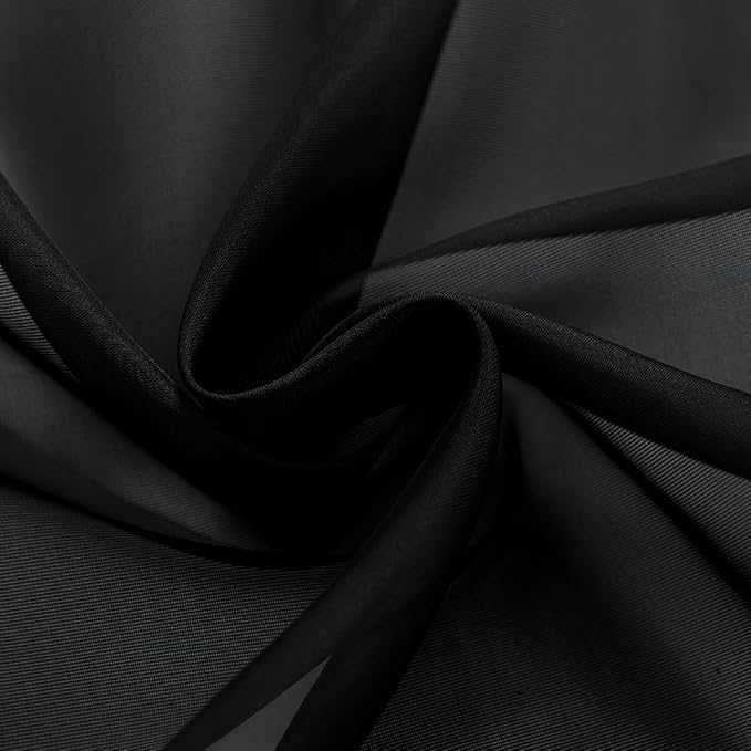 SpaceDresser Black Sheer Curtains 4 Panels Rod Pocket Semi-Sheer Curtain 96 Inches Long Light Filtering Voile Window Drapes for Bedroom Living Room Kitchen, Each 52W x 96L
