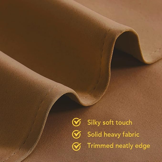 NICETOWN Bedroom Curtains Blackout Drapery Panels, 2 Panels, 70 x 72 inches, Gold Brown, Three Pass Microfiber Thermal Insulated Solid Ring Top Blackout Window Curtains/Drapes
