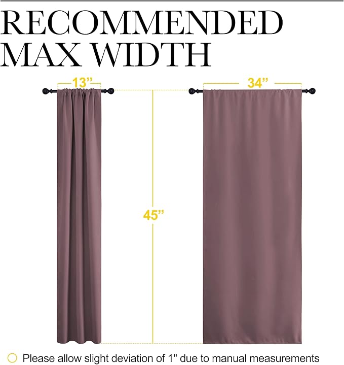 NICETOWN Kitchen Curtains, Short Blackout Curtains & Drapes, Small Window Draperies for Dining Room, Cupboard (Dry Rose, 34" W by 45" L, Set of 2)