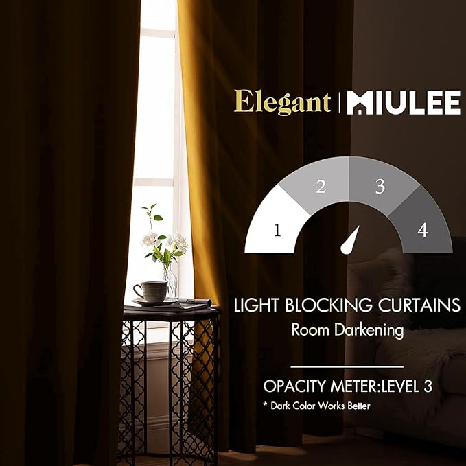 MIULEE Blackout Curtains 96 Inches Long for Bedroom Living Room Thermal Insulated Room Darkening Grommet Top Solid Light Blocking Drapery Set of 2 Window Panels Yellow