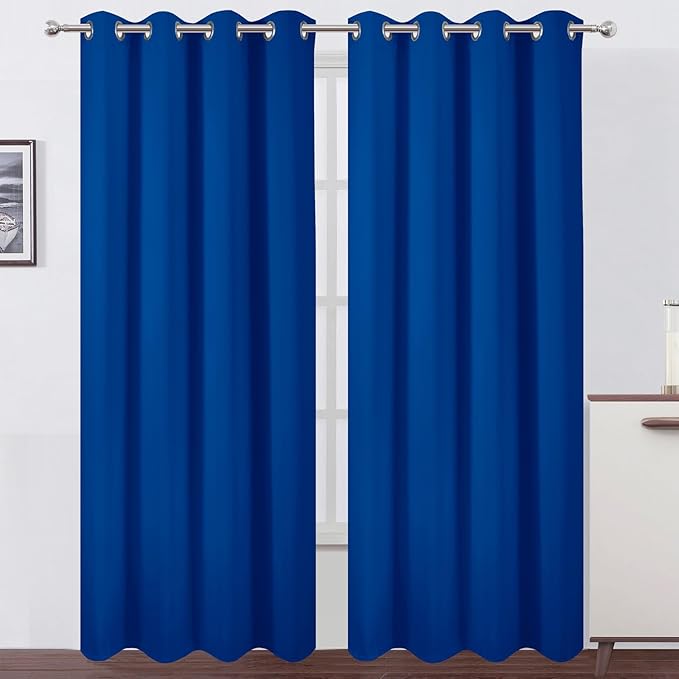 LEMOMO Blackout Curtains 52 x 120 Inch Long Royal Blue Curtains Set of 2 Panels Room Darkening Curtains for Bedroom and Living Room
