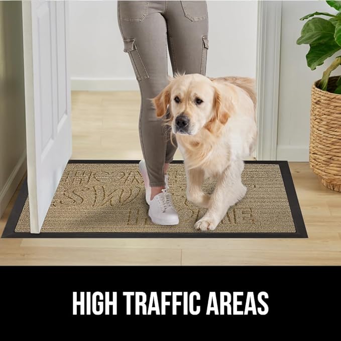 GORILLA GRIP 100% Waterproof All-Season WeatherMAX Doormat, US Designed Natural Rubber, Stain and Fade Resistant, Low Profile Indoor Outdoor Door Mats, Easy Clean Patio Mat, 29x17, Home Sweet Home