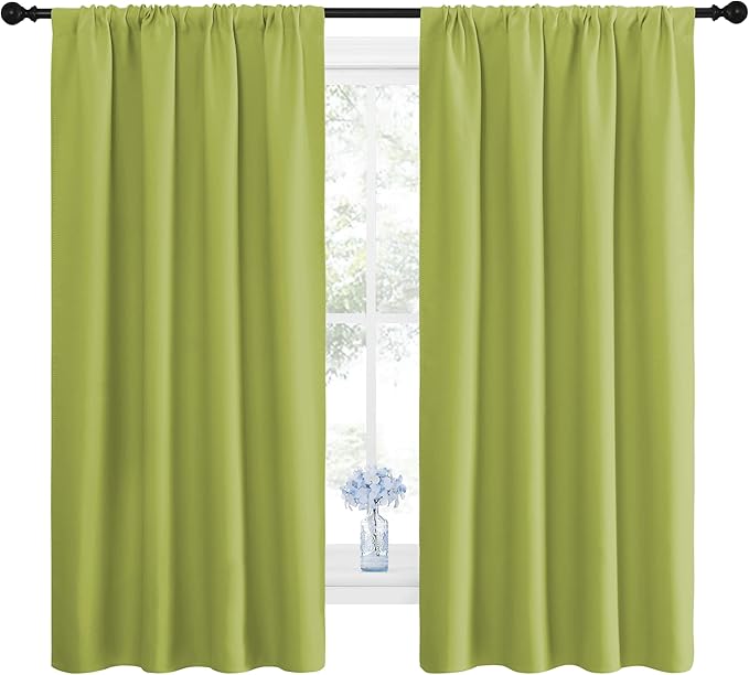 NICETOWN Green Blackout Draperies Curtains - Thermal Insulated Home Decoration Blackout Drapes for Kid's Room (1 Pair, 42 x 63 Inch, Fresh Green)
