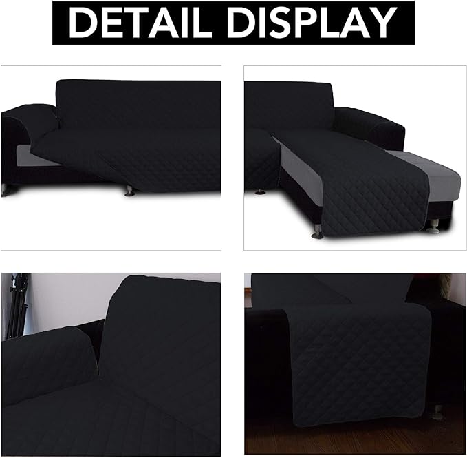 Easy-Going Sectional Couch Covers for Dogs L Shape Sofa Cover Reversible Sofa Slipcover Chaise Lounge Cover Furniture Protector Cover for Pets Dog (Large,Black/Black)