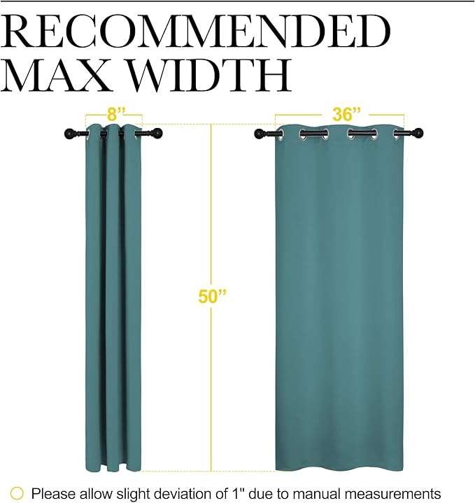 NICETOWN Short Kitchen Blackout Curtains, Thermal Insulated Solid Grommet Blackout Curtains/Drapes/Panels for Dining Room (Sea Teal, 1 Pair, 42 by 50-Inch)