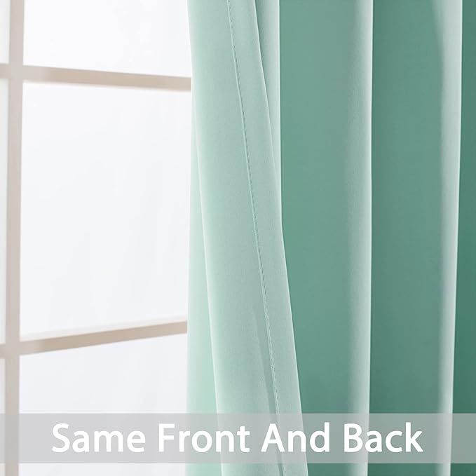 Yakamok Blackout Curtains Room Darkening Thermal Insulated Window Panels,Solid Grommet Top Drapes for Bedroom/Living Room(42Wx63L, Aqua, 2 Panels)