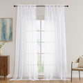 OVZME White Bedroom Curtains 96 Length for Farmhouse, 59 Inch Extra Wide Light Filtering Voile Drapes Light Airy Window Decor for Patio Door Living Room Bedroom Dining, 59Wx96L Inches