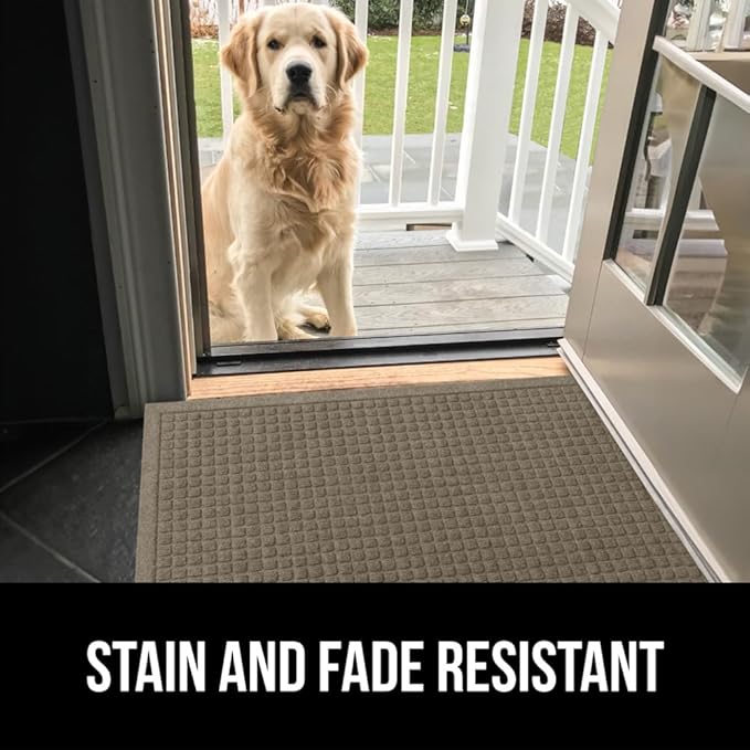GORILLA GRIP® Ultra Absorbent Front Door Mat Outside Entrance, Traps Dirt and Moisture, HydroABSORB Indoor Outdoor Doormat Holds Up to 1.7 Cups Water, Stain and Fade Resistant Welcome Mat, 29x17 Beige