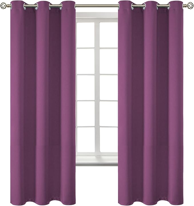 BGment Room Darkening Curtains 63 Inches Long - Grommet Thermal Insulated Drapes Window Treatment Curtains for Bedroom, 2 Panels, 42 x 63 Inch, Eggplant Purple