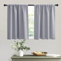 RYB HOME Short Silver Grey Blackout Curtains for Small Bedroom Window, Insulating UV Blocking Drapes for Kitchen Cafe Basement, Privacy Tiers for Bathroom Window, Width 42 by Length 36, Set of 2
