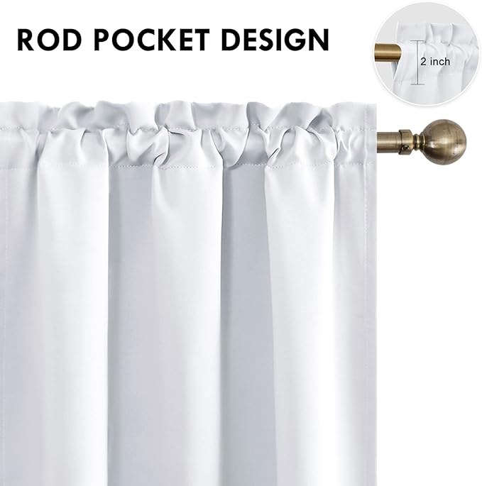 DWCN Blackout Curtains for Bedroom – Thermal Insulated Energy Saving Drapes for Living Room, Greyish White, W 38 x L 84 Inch, Set of 2 Rod Pocket Curtain Panels
