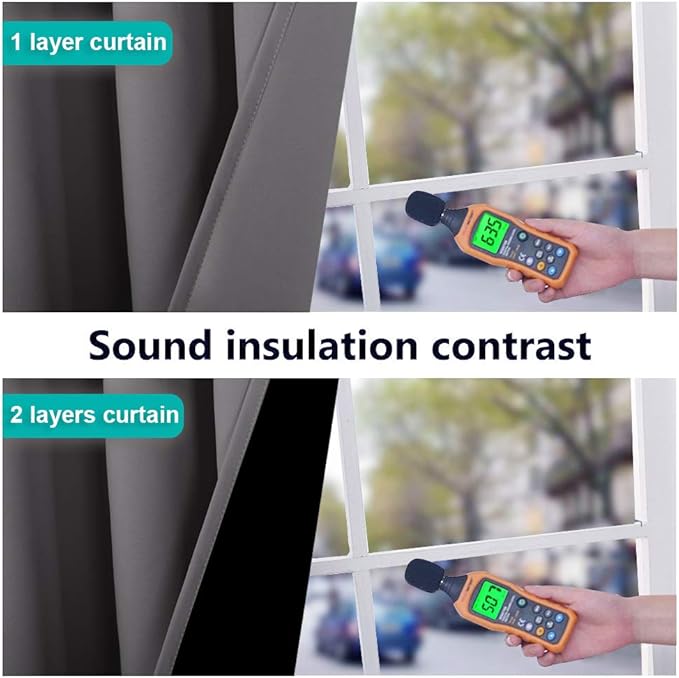 NICETOWN Grey 100% Blackout Room Warming Curtains 45 inches Long, Thermal Insulated Full Blackout 2-Layer Lined Curtains, Energy Efficiency Window Draperies for Dining Room (2 Panels, 42-inch W)