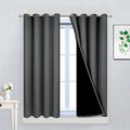 Yakamok Dark Gray 100% Blackout Curtains, Energy Saving Thermal Insulated 2 Thick Layers Total Blackout Drapes with Black Liner for Bedroom (52Wx45L,Dark Grey, 2 Panels)