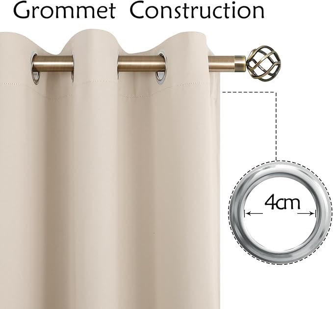 BGment Blackout Curtains - Grommet Thermal Insulated Room Darkening Bedroom and Living Room Curtains, Set of 2 Panels (38 x 63 Inch, Champagne)