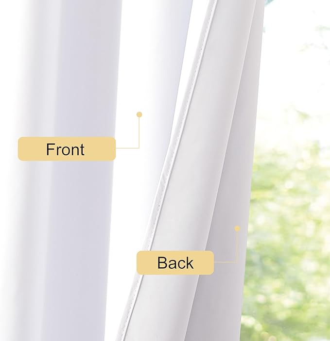 NICETOWN Bedroom 100% Blackout Curtains, 2 Panels, 34 by 72, Snow White, Window Treatment Rod Pocket Curtains/Drapes for Bedroom