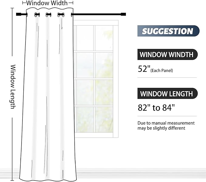 SimpleHome Ombre Room Darkening Curtains 84 inches Length for Bedroom,Grommet Gradient Light Blocking White to Blue Window Curtain for Living Room,1 Panel, 52x84 inches