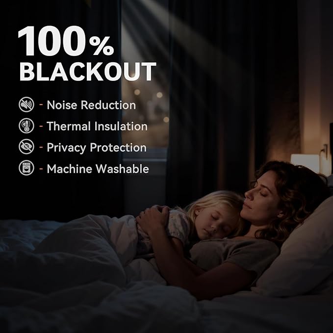 100% Blackout Shield Linen Blackout Curtains for Bedroom, Beige Grommet Curtains for Living Room, Thermal Insulated Room Darkening Drapes for Nursery, Boho Home Decor, 40" W x 45" L, 2 Panels
