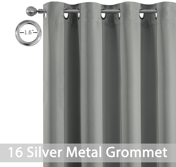 Yakamok Blackout Patio Curtains 100x96 Inches for Sliding Door Extral Wide Blackout Curtain Panels Thermal Insulated Room Divider - Grommet Top, 8' Tall by 8.3' Wide - Dove Grey