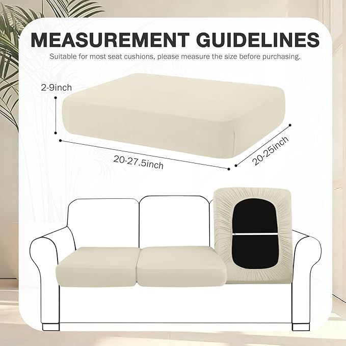 hyha 12Pcs Patio Cushion Covers, Stretch Outdoor Couch Cushion Covers Replacement, Washable Outdoor Chair/Sofa Slipcovers for Patio Furniture Cushions Protector with Elastic Bottom(Beige,Cover Only)