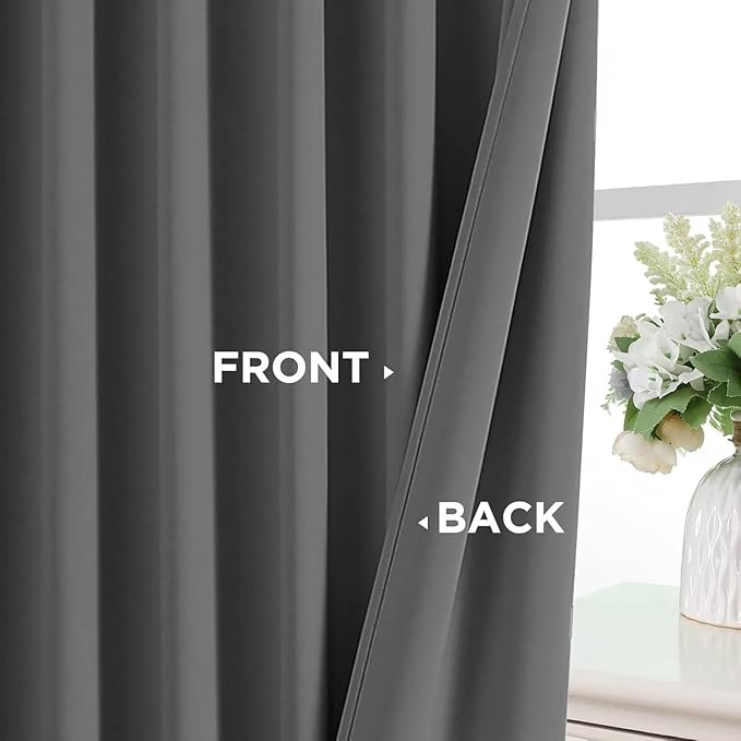 Joydeco Blackout Curtains 84 Inch Length 2 Panels Set, Thermal Insulated Long Curtains& Drapes 2 Burg, Room Darkening Grommet Drapes for Bedroom Living Room Window (Light Grey, W52 x L84 Inch)