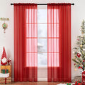MIULEE 2 Panels Red Solid Color Sheer Christmas Window Curtains Elegant Window Voile Panels/Drapes/Treatment for Bedroom Living Room (54X45 Inches)
