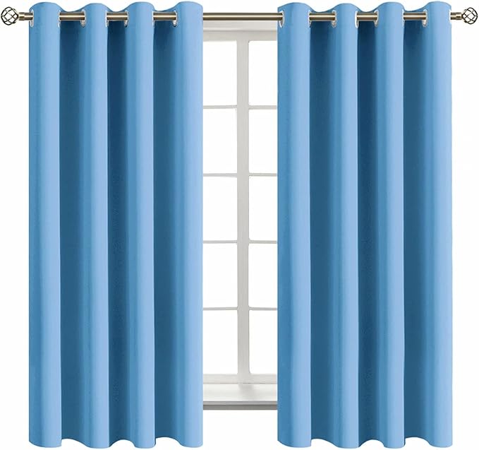 BGment Room Darkening Curtains 63 Inches Long - Grommet Thermal Insulated Drapes Window Treatment Curtains for Bedroom, 2 Panels, 52 x 63 Inch, Sky Blue