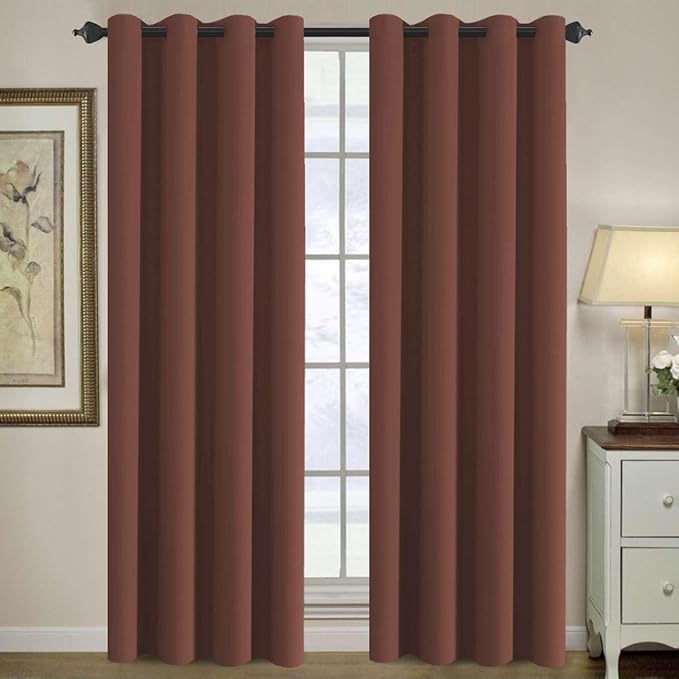 H.VERSAILTEX Blackout Curtain for Living Room Thermal Insulated Window Treatment Curtain Extra Long 84 inch Length Energy Saving Solid Grommet Top Blackout Drape, One Panel, Rust, 52" W x 84" L