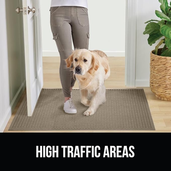 GORILLA GRIP® Ultra Absorbent Front Door Mat Outside Entrance, Traps Dirt and Moisture, HydroABSORB Indoor Outdoor Doormat Holds Up to 1.7 Cups Water, Stain and Fade Resistant Welcome Mat, 29x17 Beige