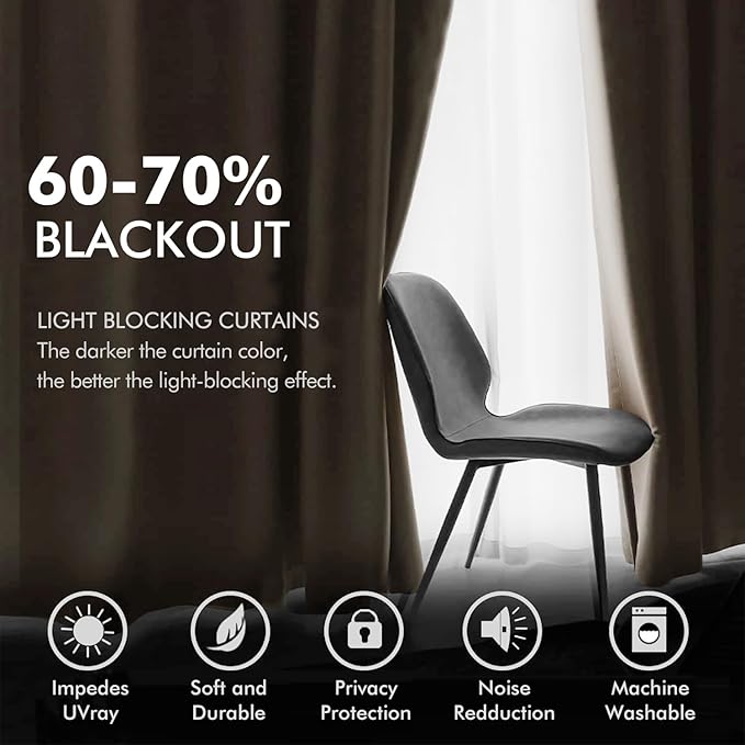 MIULEE 2 Panels Blackout Velvet Curtains Solid Soft Grommet Camel Beige Curtains Thermal Insulated Soundproof Room Darkening Drapes/Panels for Living Room Bedroom 52 x 90 Inch