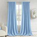 MIULEE Sky Blue Back Tab Blackout Curtain 96 Inch Long 2 Panels Set for Bedroom, Rod Pocket/Pinch Pleat Thermal Insulated Living Room Darkening Pleated Light Blocking Floor to Ceiling Drape