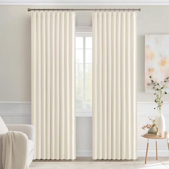 MIULEE Birch Back Tab Blackout Curtains 72 Inches Long 2 Panels Set for Living Room Bedroom Privacy, Rod Pocket/Pinch Pleat Thermal Insulated Room Darkening Pleated Light Blocking Drapes