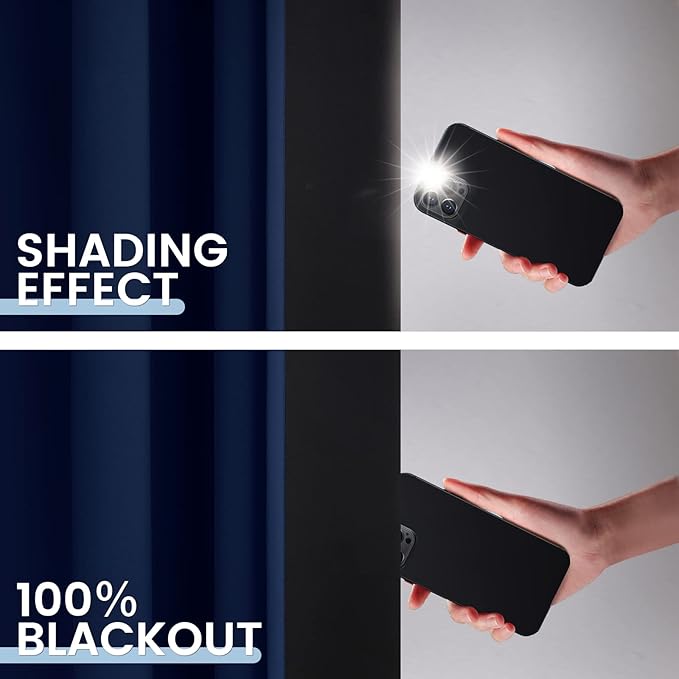 SimpleHome 100% Blackout Curtains for Bedroom,Thermal Insulated Grommet Window Drapes Room Darkening Navy Blue Curtains for Living Room with Black Back,42 x 63 Inch,2 Panels