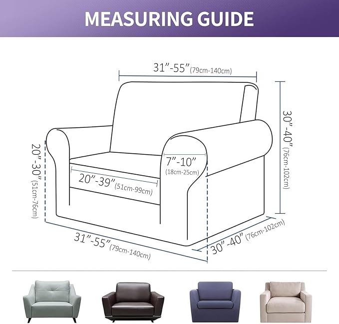 Joccun Stretch Chair Couch Cover,1-Piece Sofa Slipcover Spandex Jacquard Fabric Sofa Covers with Elastic Bottom,Washable Furniture Protector for Dogs,Cats,Kids(Armchair,Tan)