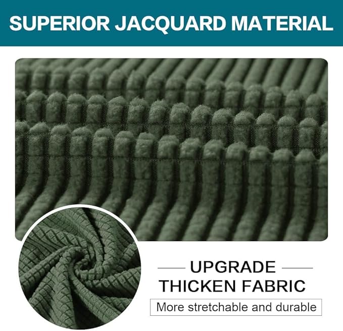 Turquoize 4 Piece Sofa Covers for 3 Cushion Couch Sofa Slipcover Soft Couch Cover for Dogs Washable Furniture Cover with 3 Individual Large Cushion Covers Feature Fabric (Large Sofa, Bronze Green)