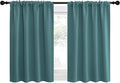 NICETOWN Kitchen Curtains, Sea Teal, 34" x 40", Set of 2, Short Blackout Curtains & Drapes, Thermal Insulated Rod Pocket Window Treatment Draperies for Nursery
